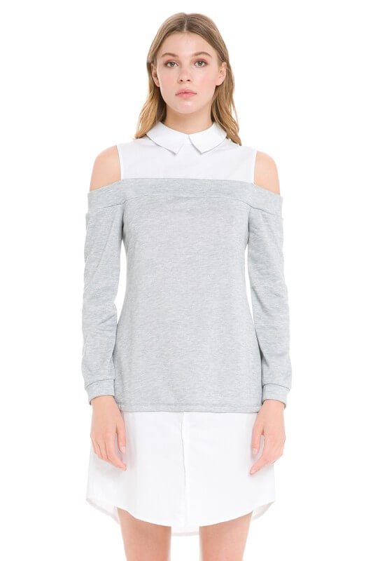 Open shoulder sweater/shirt dress