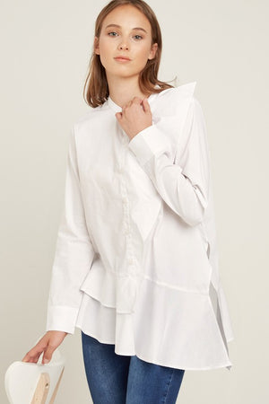 Asymmetric ruffle shirt