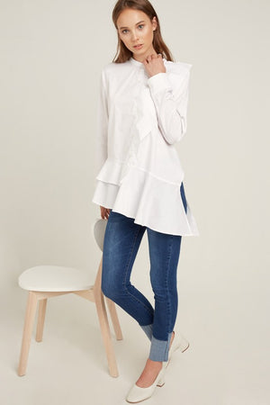 Asymmetric ruffle shirt