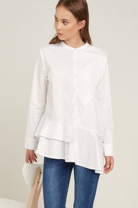 Asymmetric ruffle shirt
