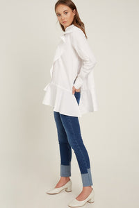Asymmetric ruffle shirt