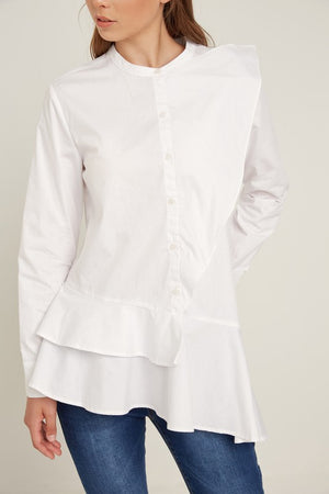 Asymmetric ruffle shirt